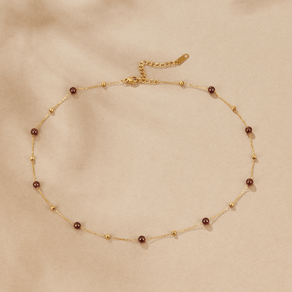 Winter Claret Red Beaded Strand Necklace