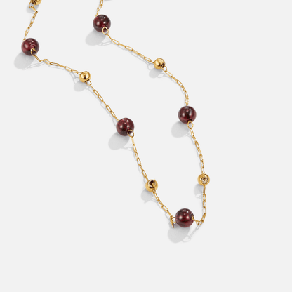 Winter Claret Red Beaded Strand Necklace