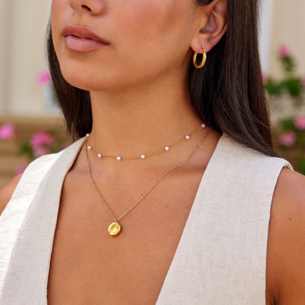 Angular Geometric Drop Pendant Necklace