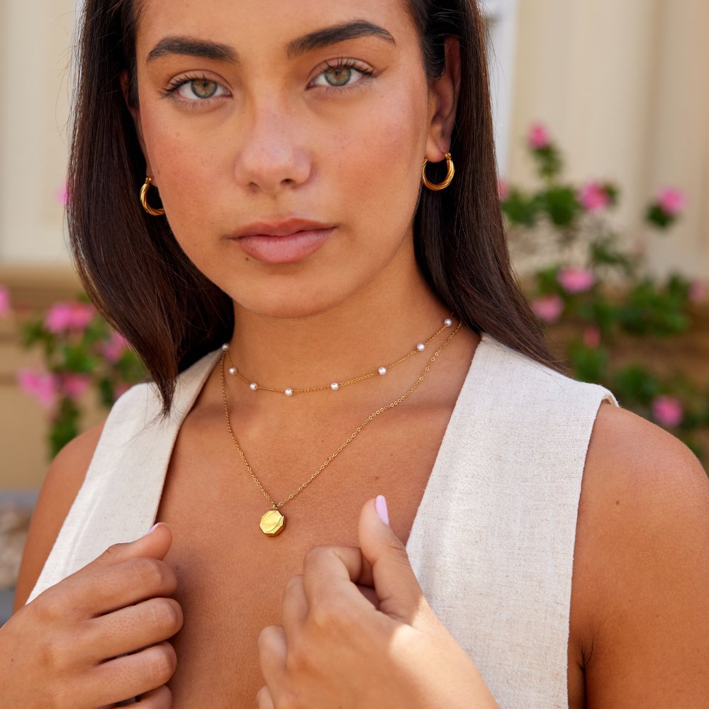 Angular Geometric Drop Pendant Necklace