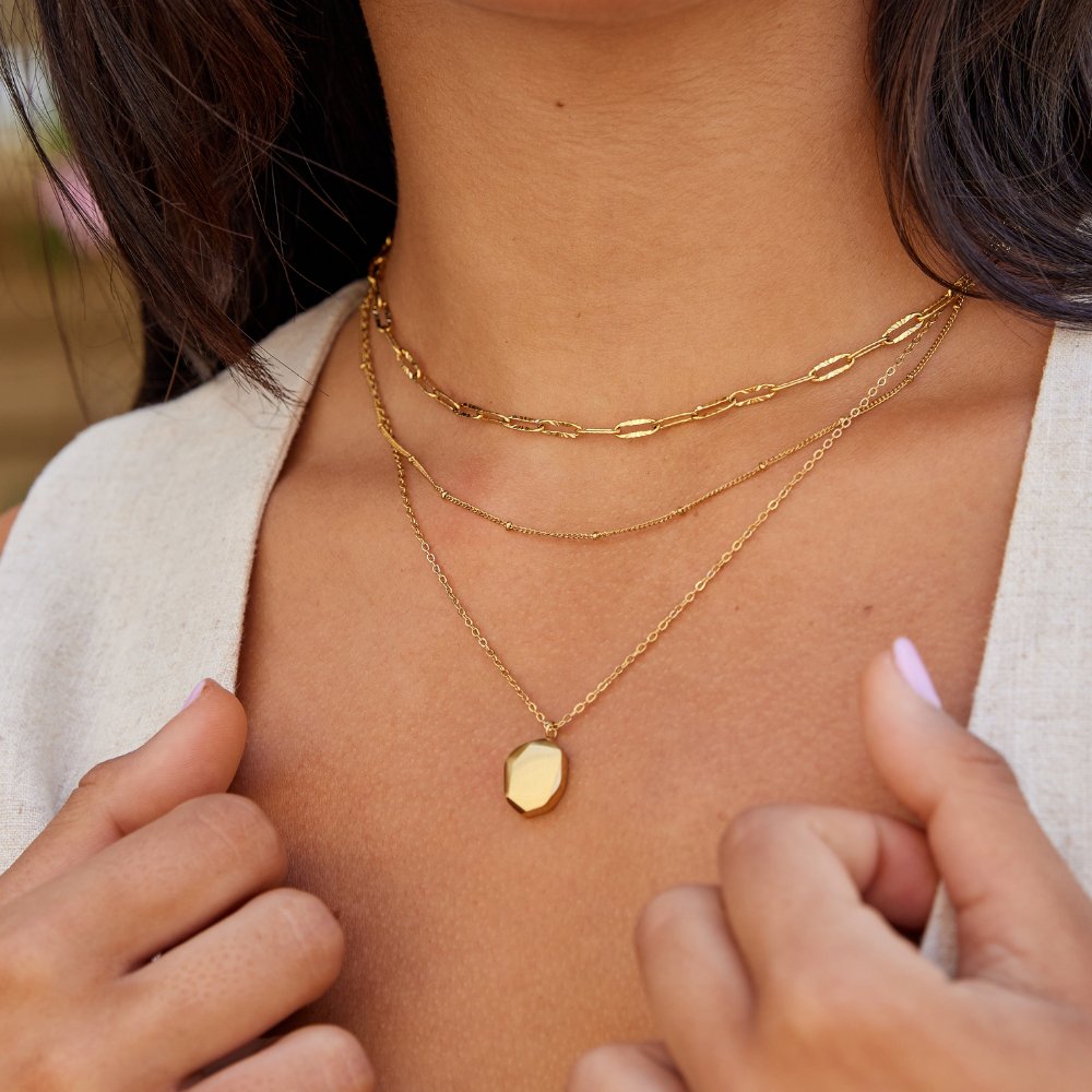 Angular Geometric Drop Pendant Necklace