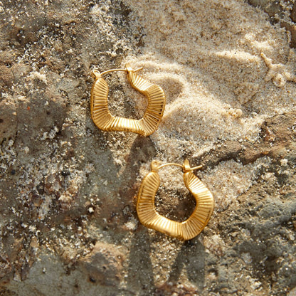 Wave-Shaped Gold-Tone Hoop Earrings