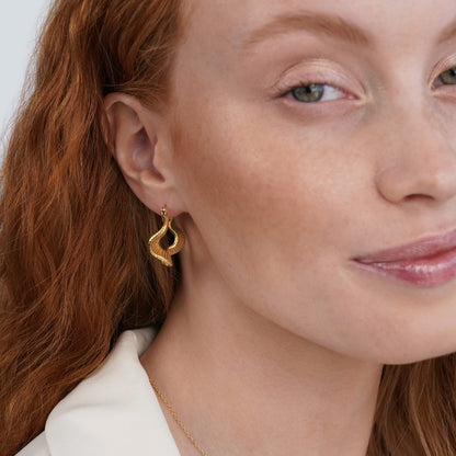 Wave-Shaped Gold-Tone Hoop Earrings