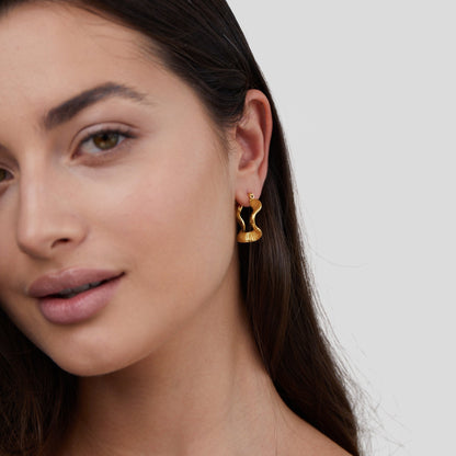 Wave-Shaped Gold-Tone Hoop Earrings