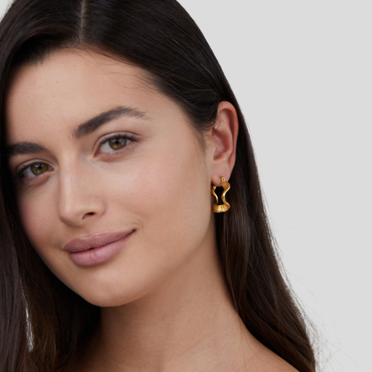 Wave-Shaped Gold-Tone Hoop Earrings