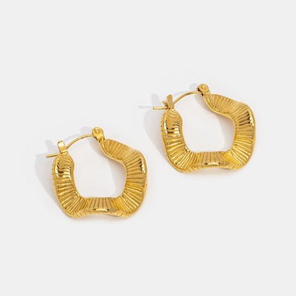 Wave-Shaped Gold-Tone Hoop Earrings