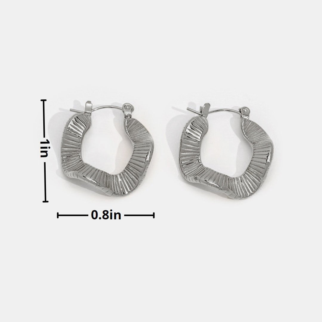 Wave-Shaped Silver-Tone Hoop Earrings