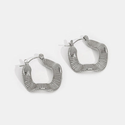 Wave-Shaped Silver-Tone Hoop Earrings