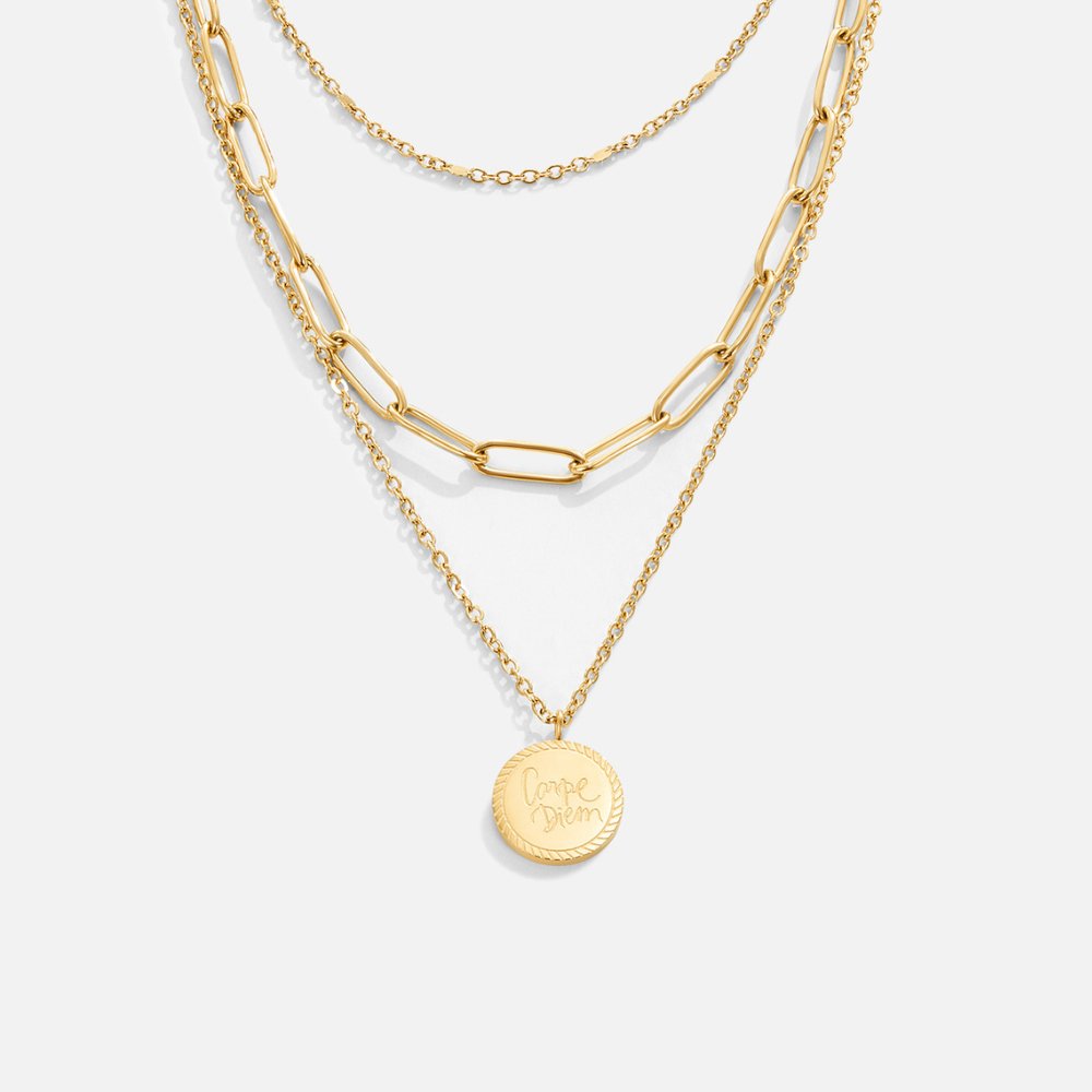 Geya Coin Charm on Doubled Gold-Tone Chains