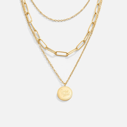 Geya Coin Charm on Doubled Gold-Tone Chains