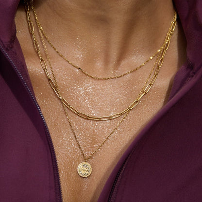 Geya Coin Charm on Doubled Gold-Tone Chains