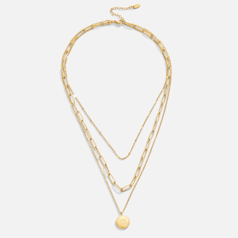 Geya Coin Charm on Doubled Gold-Tone Chains