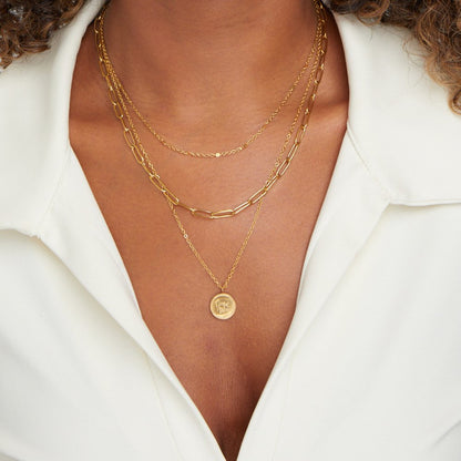 Geya Coin Charm on Doubled Gold-Tone Chains