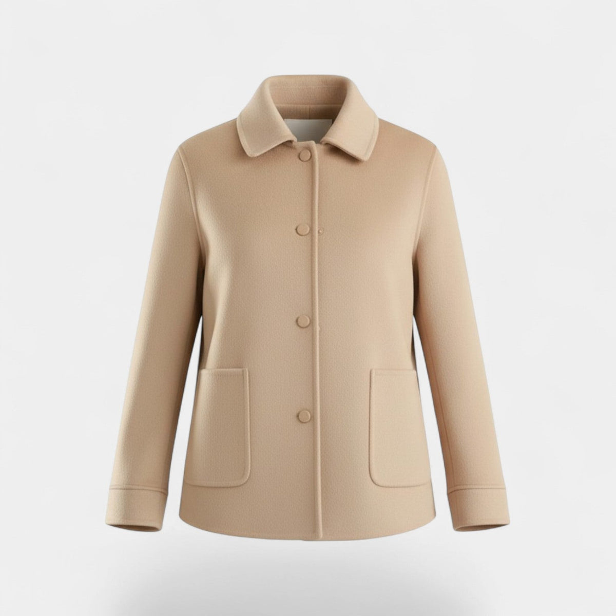 Women's Wool Winter Coat – Wide Polo Collar, Fitted Cut