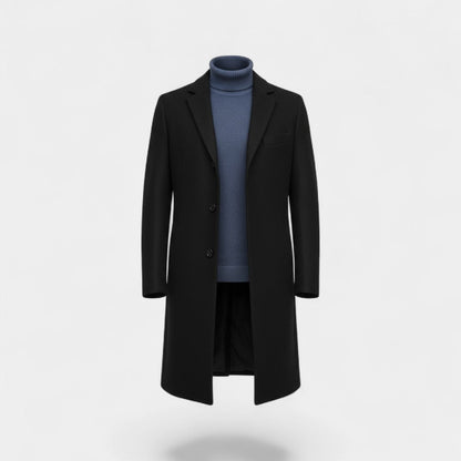 Men's Wool Trench Coat – Mid Length with Lapel Collar