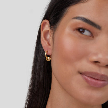 Gigi Crystal Trimmed Gold-Tone Hoop Earrings