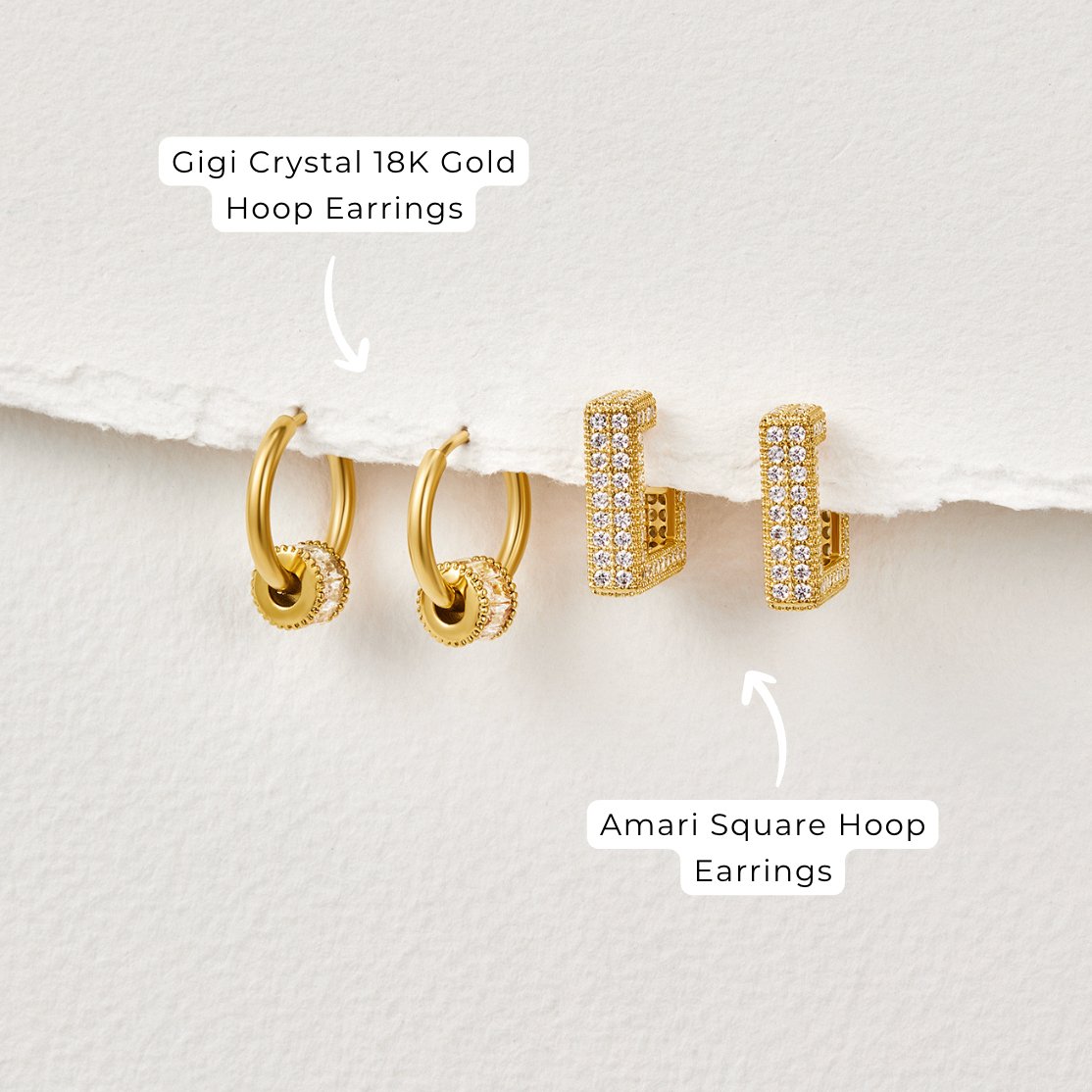 Gigi Crystal Trimmed Gold-Tone Hoop Earrings