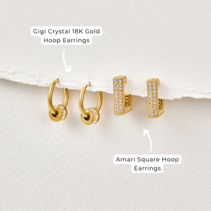 Gigi Crystal Trimmed Gold-Tone Hoop Earrings