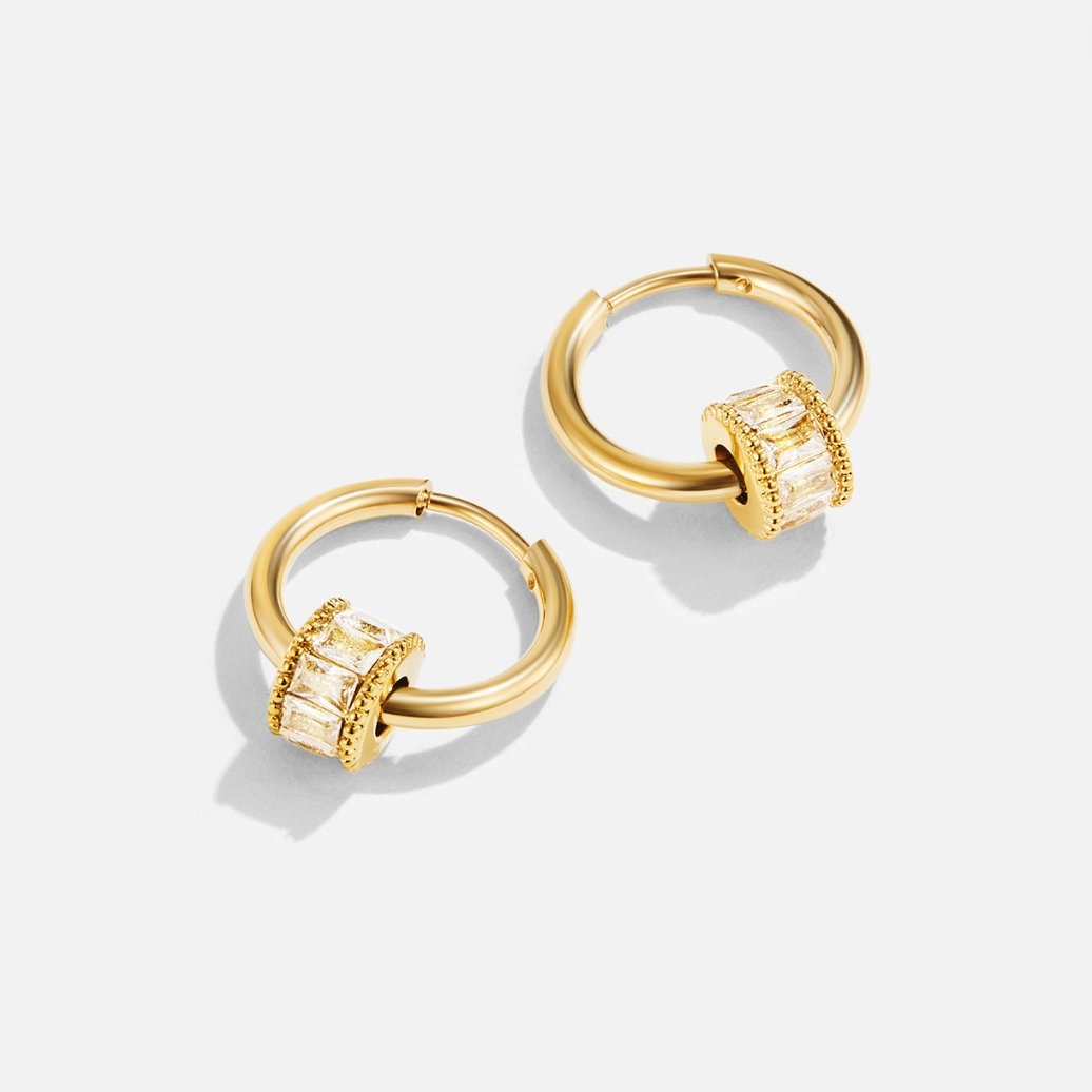 Gigi Crystal Trimmed Gold-Tone Hoop Earrings