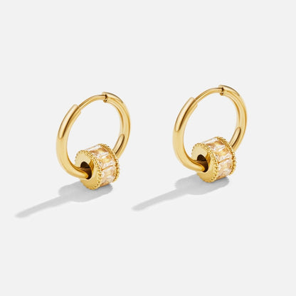 Gigi Crystal Trimmed Gold-Tone Hoop Earrings