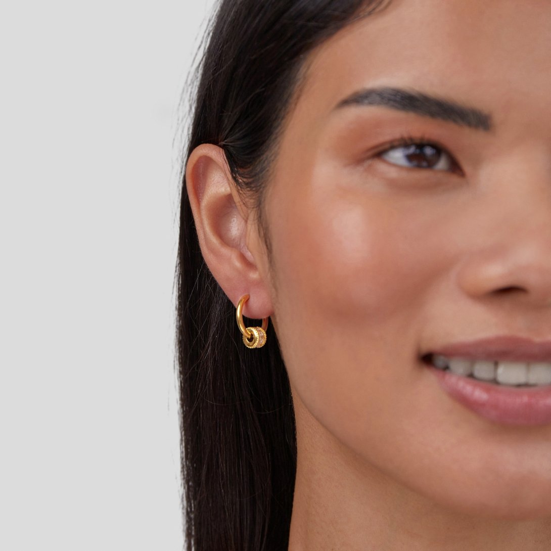 Gigi Crystal Trimmed Gold-Tone Hoop Earrings