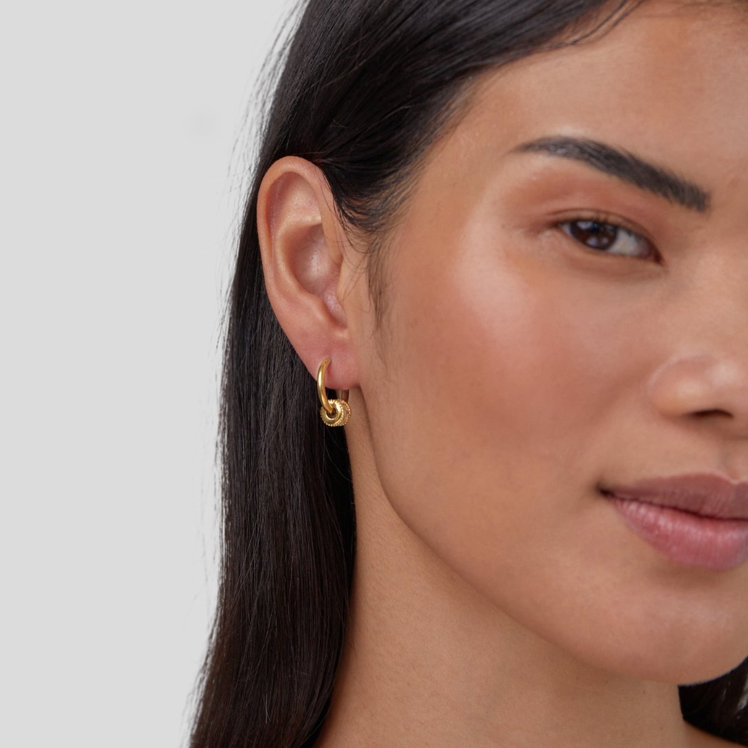 Gigi Crystal Trimmed Gold-Tone Hoop Earrings