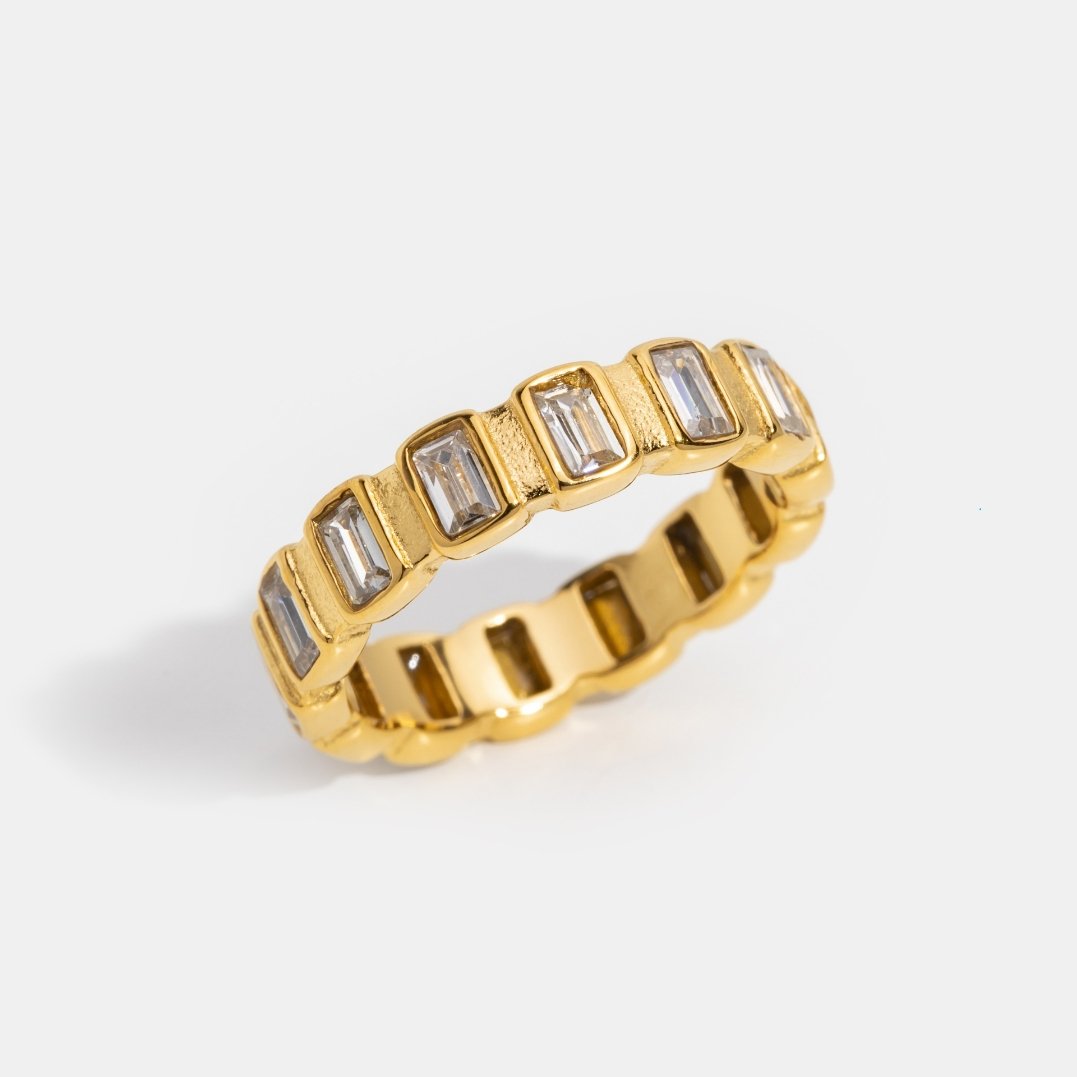 Gigi Square Cut Crystal Slender Band Ring