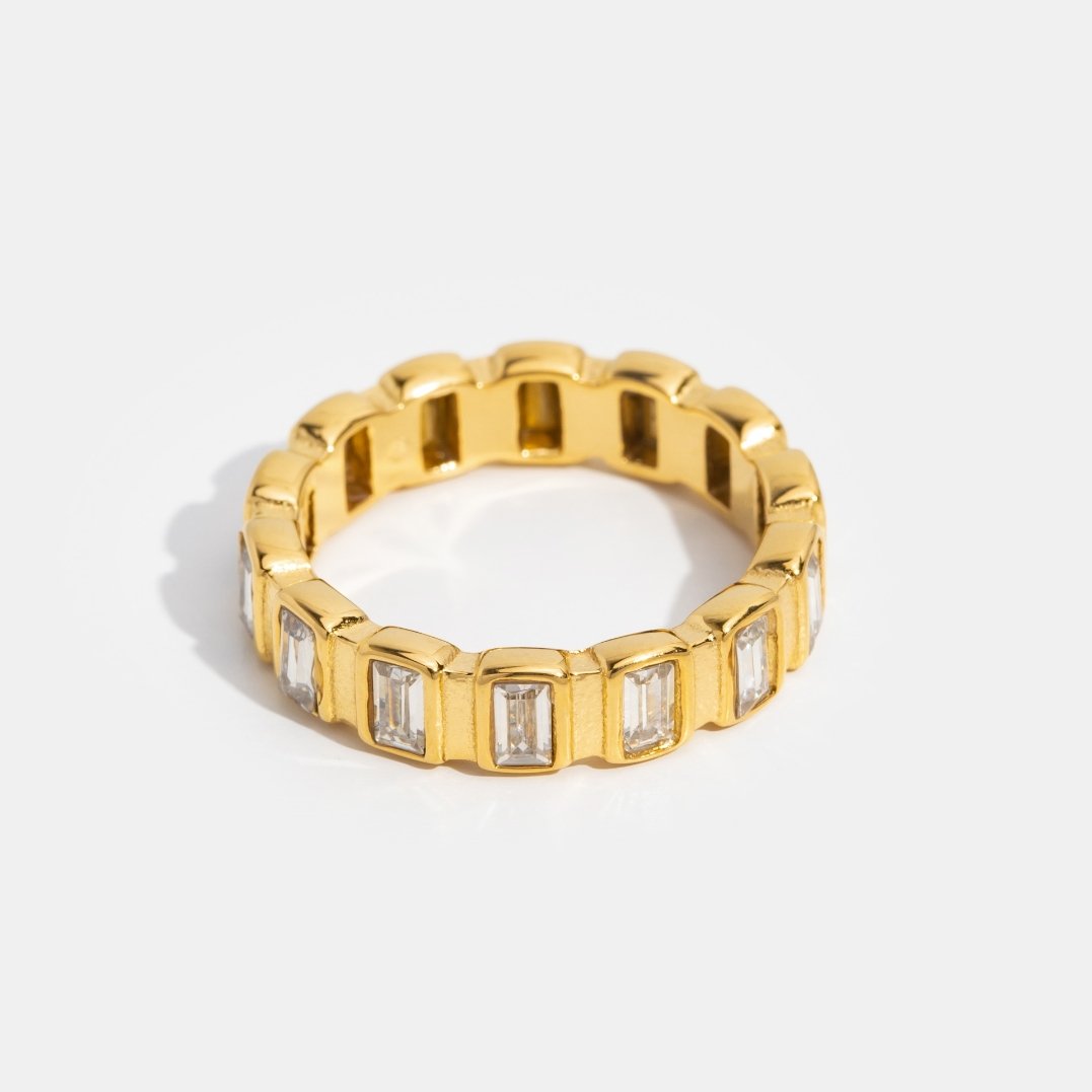 Gigi Square Cut Crystal Slender Band Ring