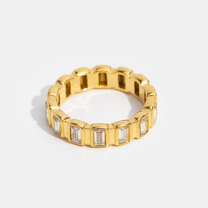 Gigi Square Cut Crystal Slender Band Ring