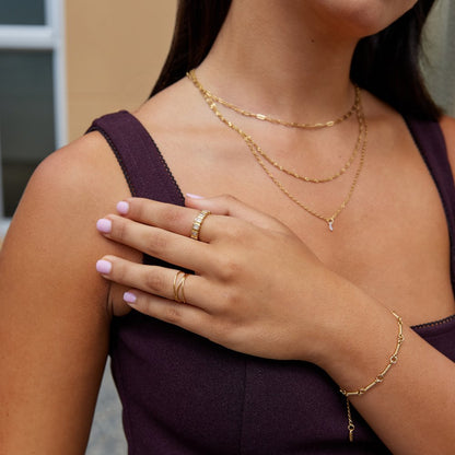 Gigi Square Cut Crystal Slender Band Ring
