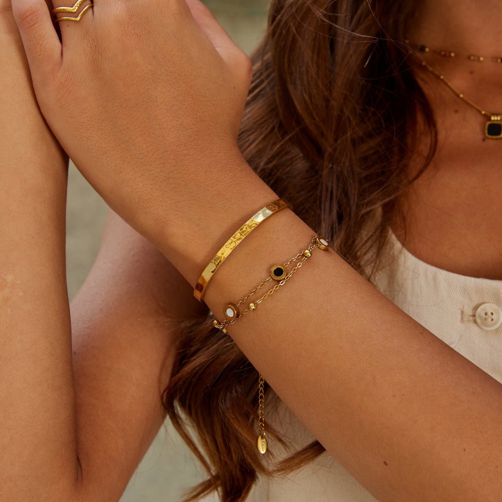 Alexa Smooth Polished Round Gold-Tone Bangle