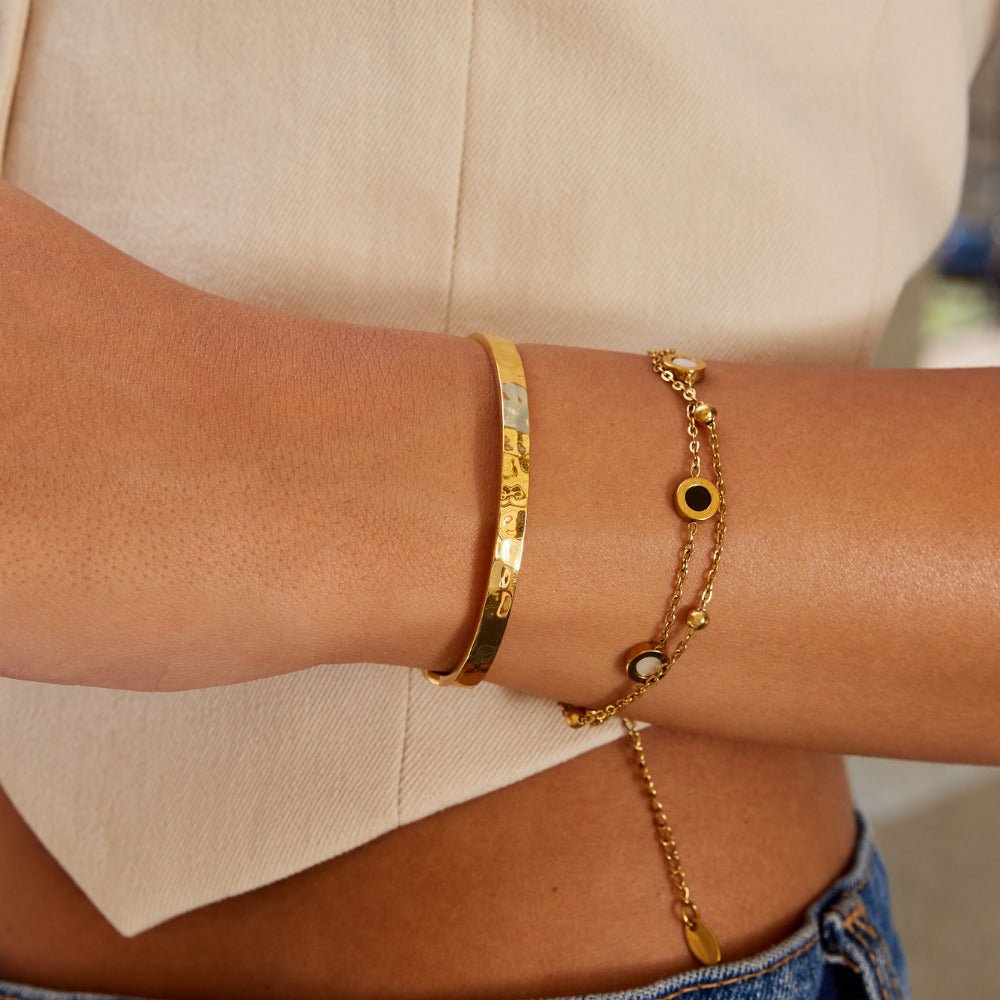 Alexa Smooth Polished Round Gold-Tone Bangle