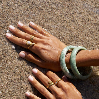 Amara Pearl Topped Gold-Tone Open Wrap Ring
