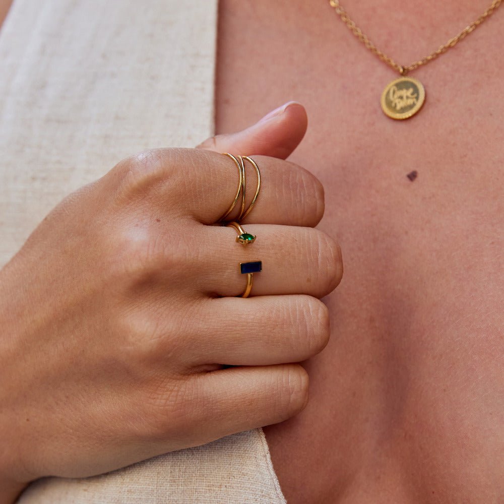 Amore Scattered Crystal Gold-Tone Slim Ring