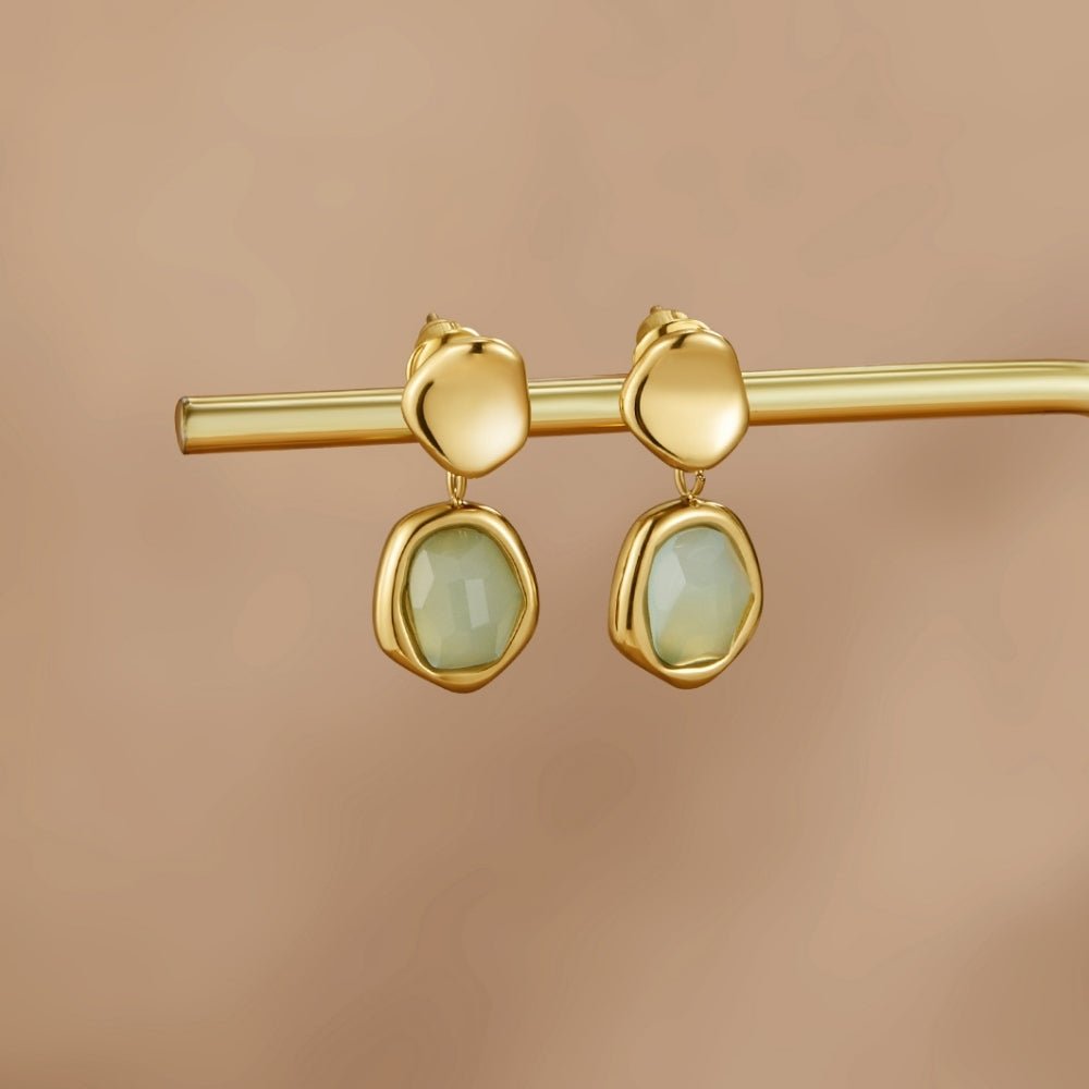 Pale Aquamarine Blue Gold-Tone Drop Earrings