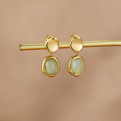 Pale Aquamarine Blue Gold-Tone Drop Earrings