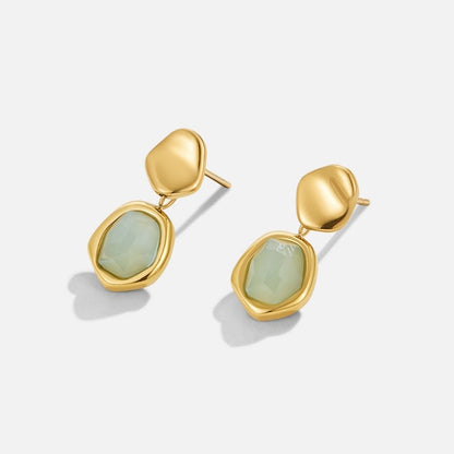Pale Aquamarine Blue Gold-Tone Drop Earrings