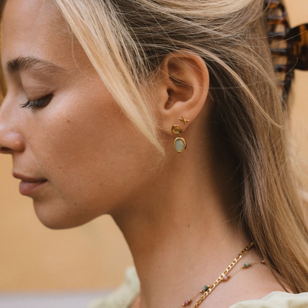 Pale Aquamarine Blue Gold-Tone Drop Earrings