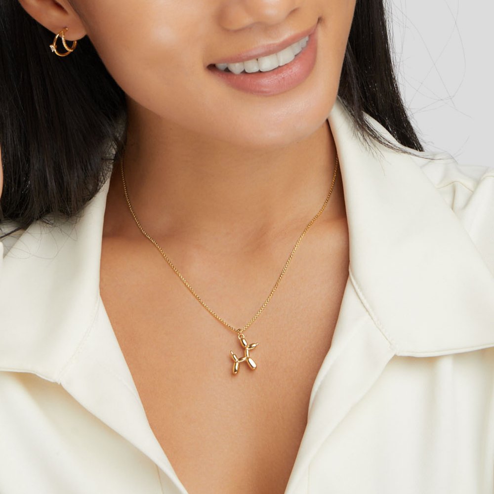 Playful Balloon Charm Gold-Tone Necklace
