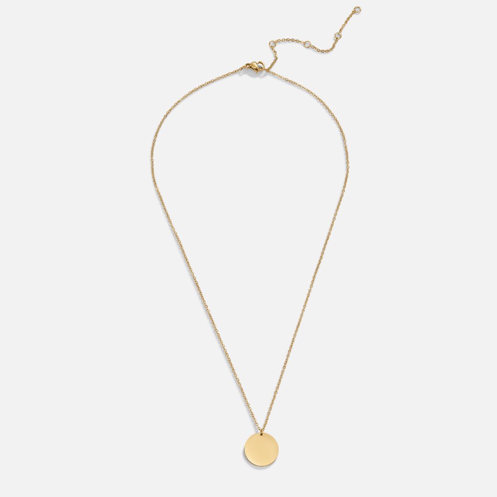 Plain Round Coin Gold-Tone Pendant Necklace