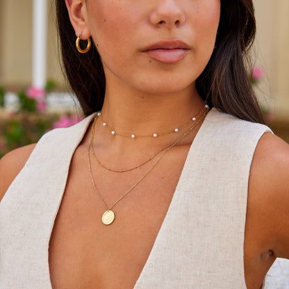 Plain Round Coin Gold-Tone Pendant Necklace