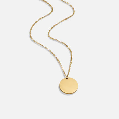 Plain Round Coin Gold-Tone Pendant Necklace