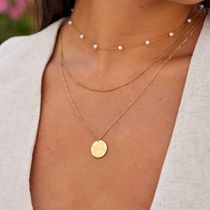 Plain Round Coin Gold-Tone Pendant Necklace