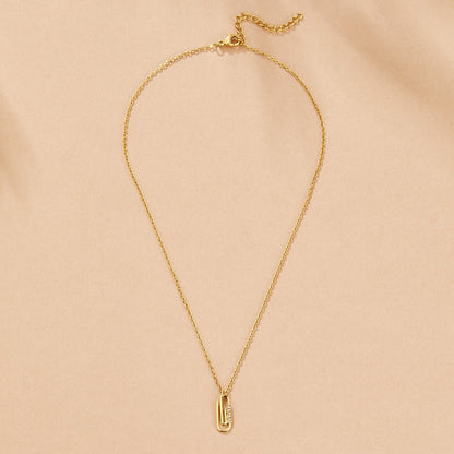 Crystal-Set Paperclip Gold-Tone Necklace