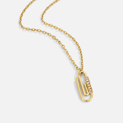 Crystal-Set Paperclip Gold-Tone Necklace