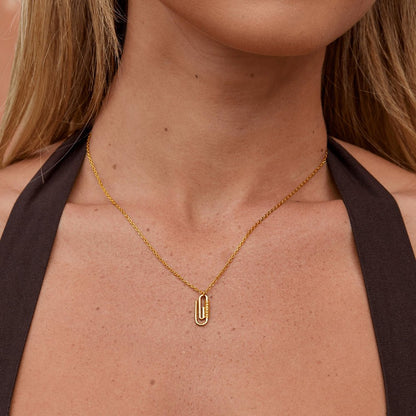 Crystal-Set Paperclip Gold-Tone Necklace