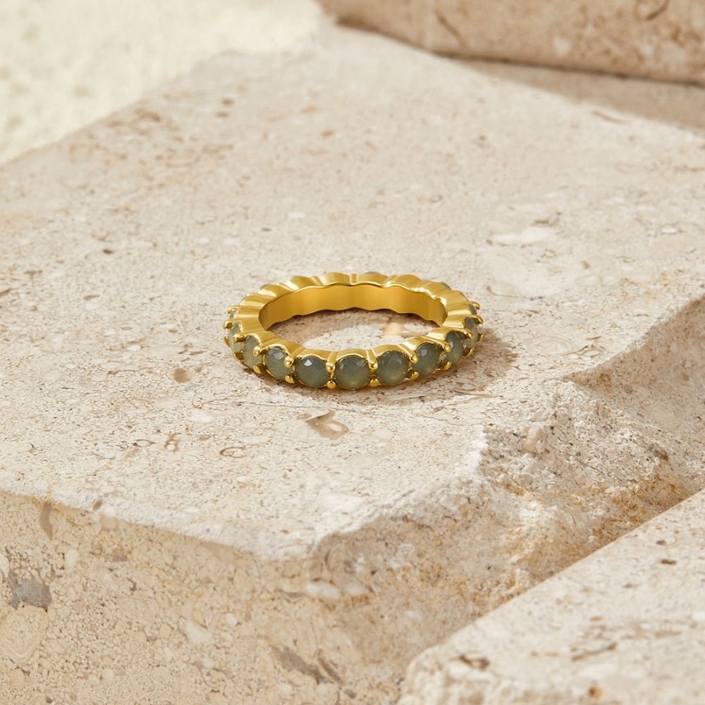 Moonstone-Effect Eternity Ring in Gold-Tone