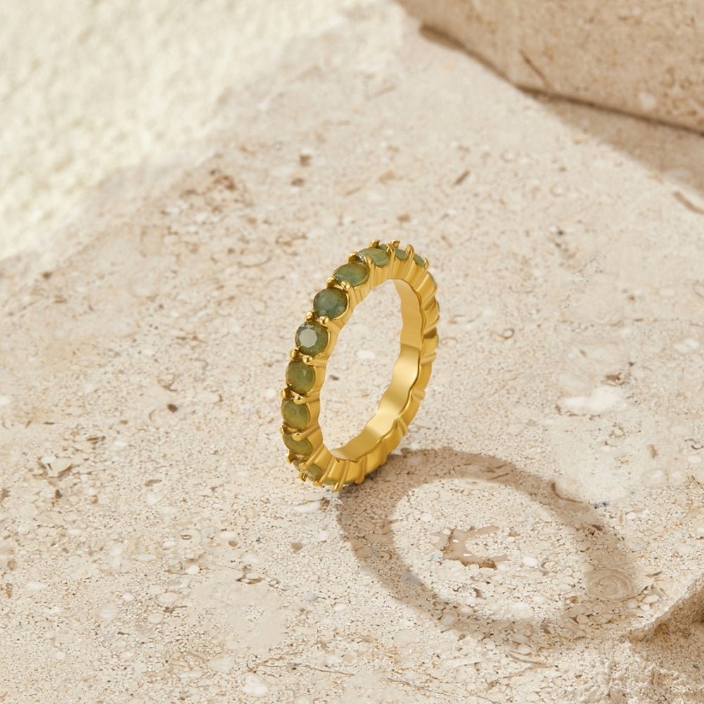 Moonstone-Effect Eternity Ring in Gold-Tone