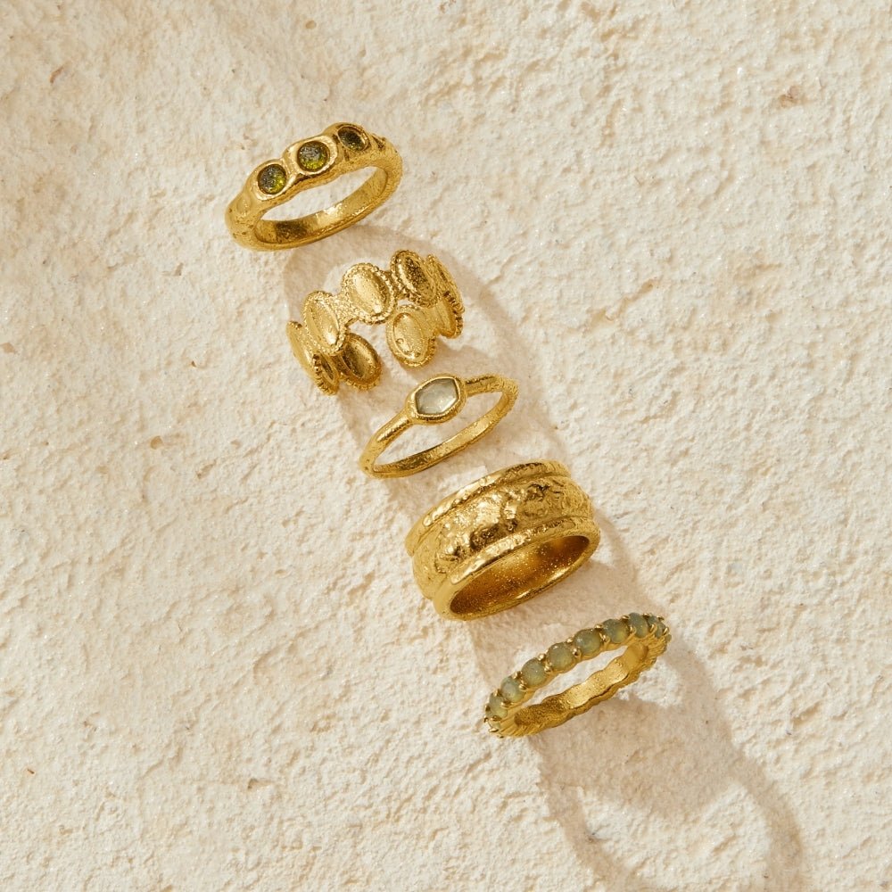 Moonstone-Effect Eternity Ring in Gold-Tone