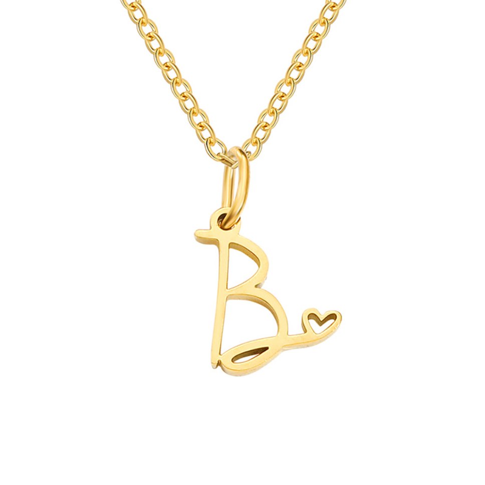 Initial in a Heart Gold-Tone Pendant Necklace